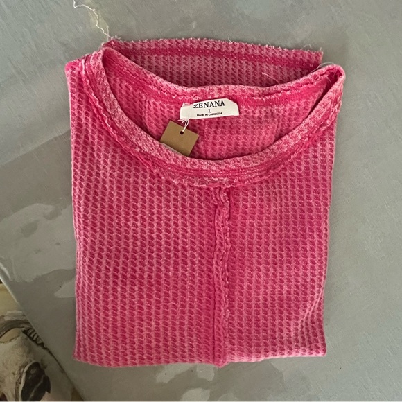 ❤️‍🔥❤️‍🔥Zenana Oversized Washed Waffle Long Sleeve Top Final - Picture 7 of 14